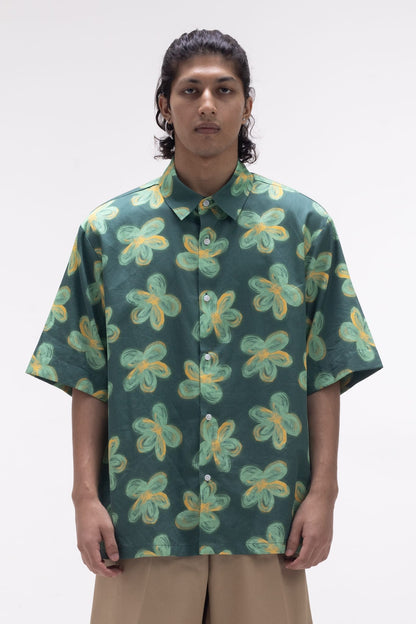 Floral Summer Shirt Green