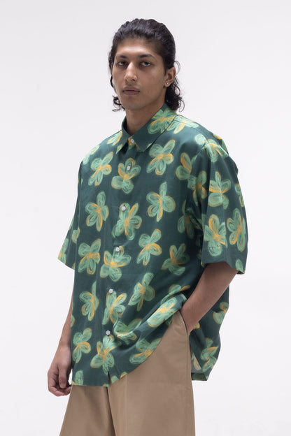 Floral Summer Shirt Green