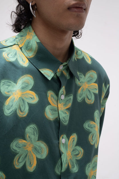 Floral Summer Shirt Green