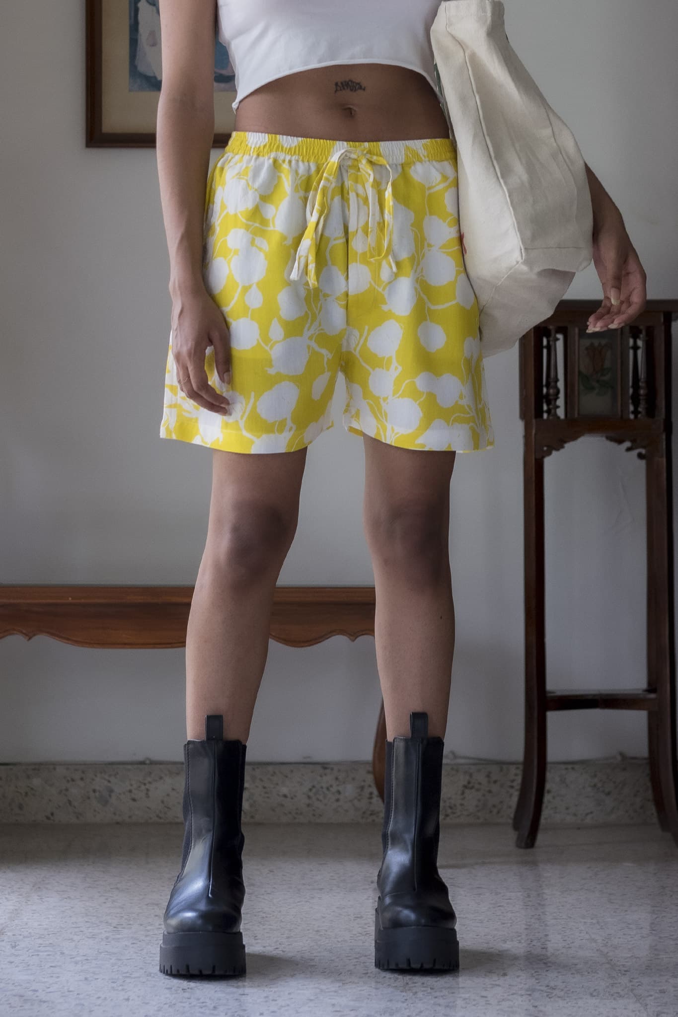 Floral Print Shorts (Daffodil Yellow)